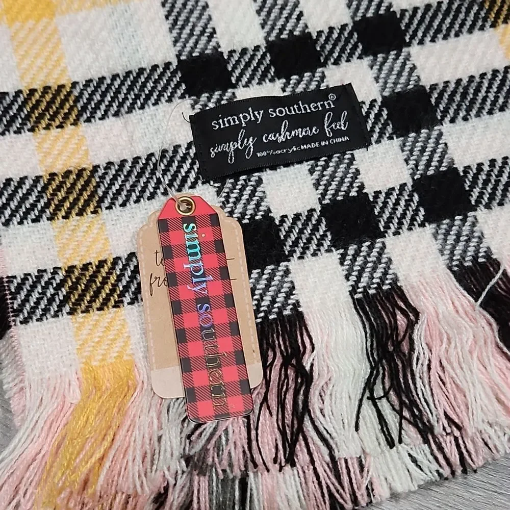 NWT SIMPLY SOUTHERN Reversible Plaid Oversized Blanket Scarf
